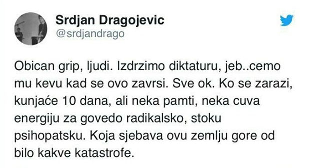 Dragojević: Vučić je govedo radikalsko, stoka psihopatska; Jovanov: Tobom će se baviti služba u komunalnom preduzeću, zadužena za fekalni otpad Dragojević: Vučić je govedo radikalsko, stoka psihopatska; Jovanov: Tobom će se baviti služba u komunalnom preduzeću, zadužena za fekalni otpad