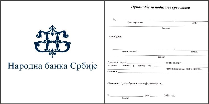 Narodna banka Srbije izdala primer posebnog ovlašćenja za podizanje penzija (FOTO)