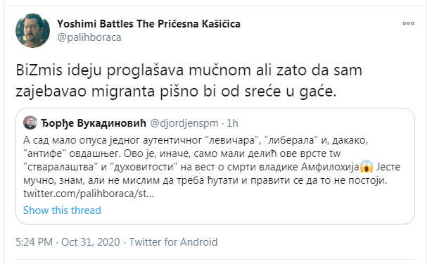 NSPM: „Dnevnik uvreda“ sa društvenih mreža na račun preminulog mitropolita Amfilohija i SPC Shit Tvit3