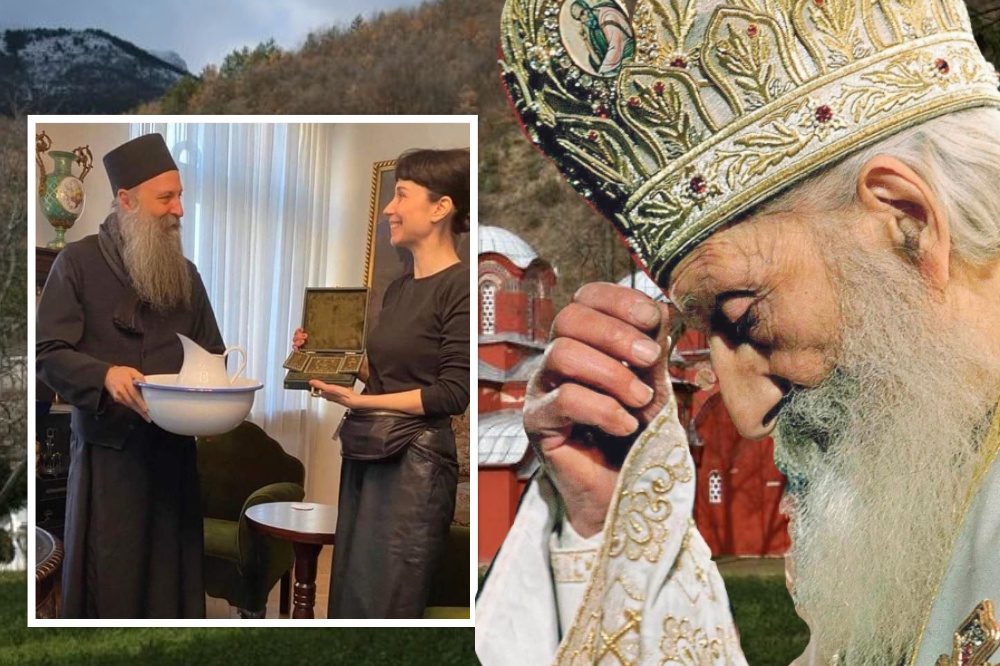 Vernici SPC: Umesto da obiđe KiM, on razmenjuje poklone sa nabeđenom pop zvezdom sumnjivog kvaliteta Patrijarh Pavle Porfirije Konstrakta 1000x666 1