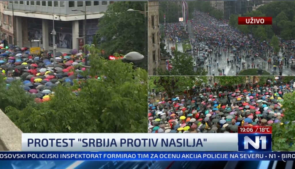 Četvrti protest „Srbija protiv nasilja“ u Beogradu Screenshot 20230527 190647 EON TV 1024x587
