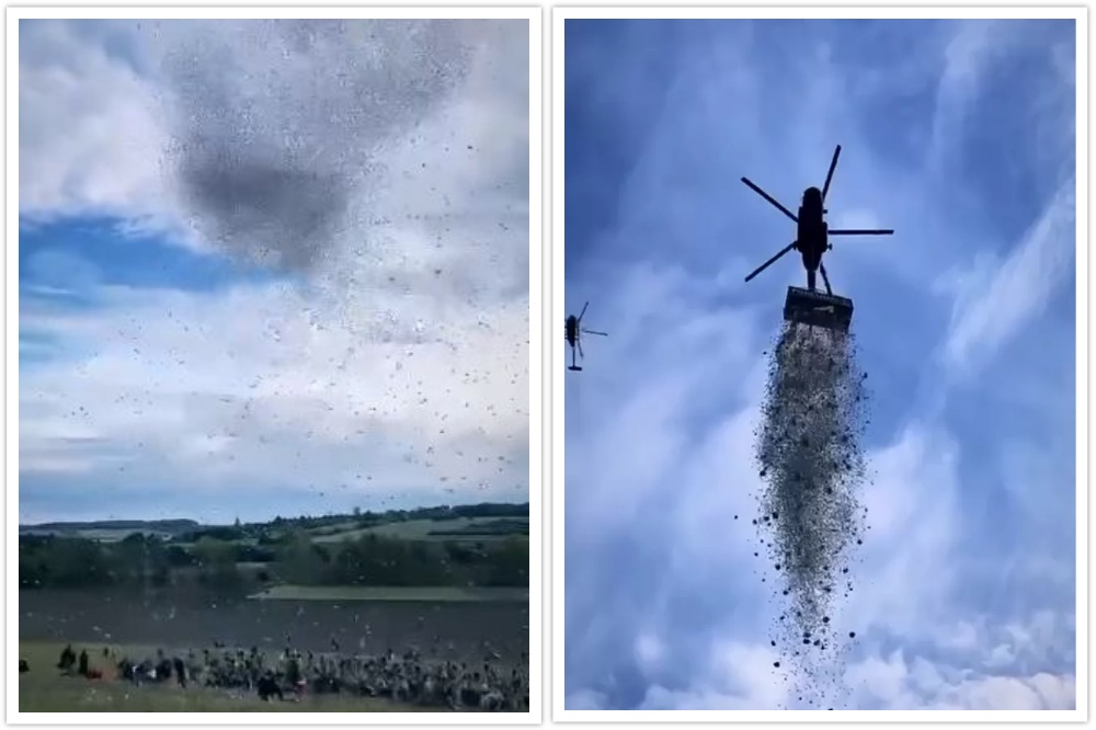 Pare padale s neba: Čeh bacio milion dolara iz helikoptera (VIDEO) NOVAC HELIKOPTER NEBO