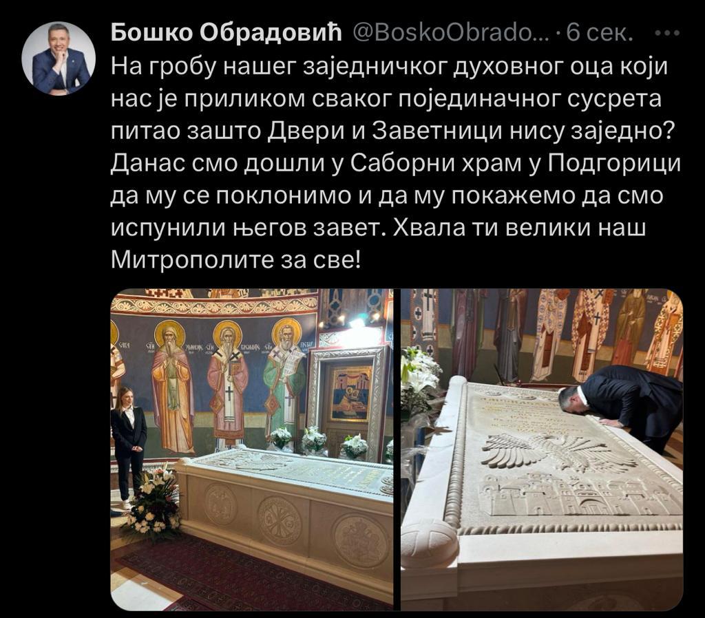 Amfilohije se javio Bošku: Uzmi mandat, čedo moje OBRADOVIC Zavetnica Amfilohije Podgorica