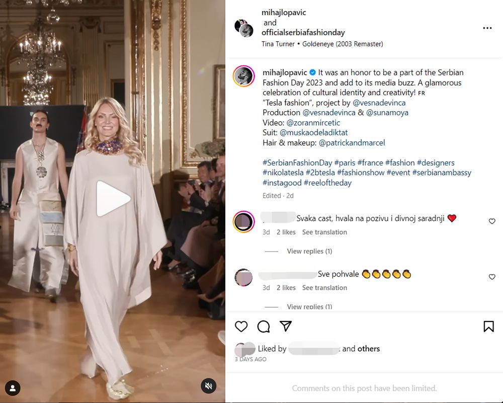 Teslina fondacija reagovala na modnu reviju koju je podržala Tamara Vučić: Farsa i zloupotreba Teslinog lika i dela Revija