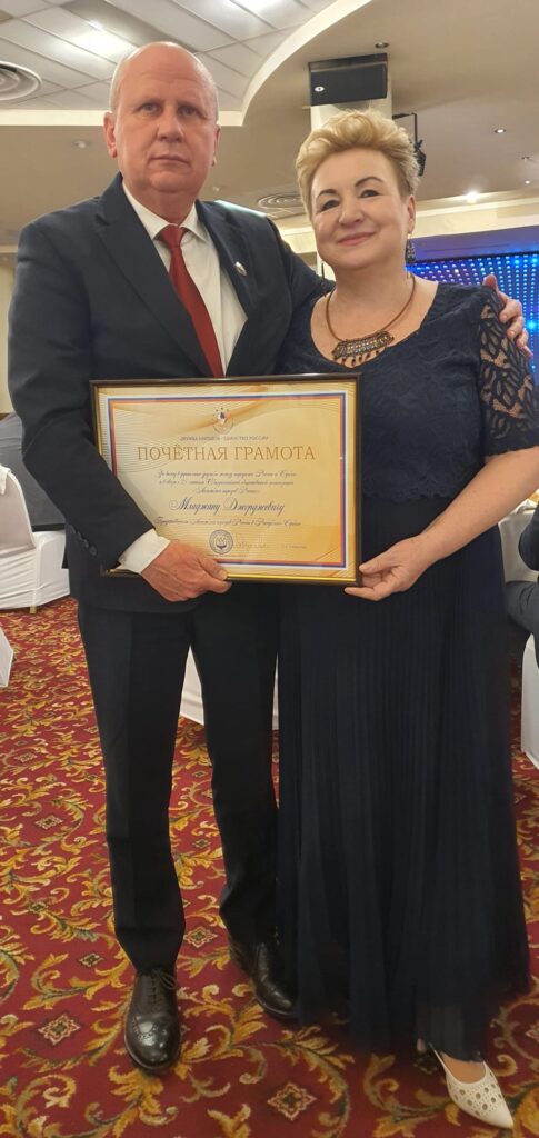 Đorđeviću u Moskvi uručena Gramata i medalja za razvoj odnosa između Rusije i Srbije Djordjevic Svetlana Smirnova 485x1024
