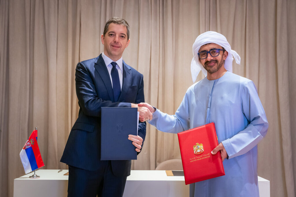 Đurić sa Al Nahjanom o jačanju strateškog partnerstva Srbije i UAE Djuric Zajed 1024x683